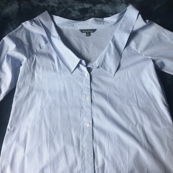 Off-the-shoulder striped cotton shirt - Picture 4 of 6